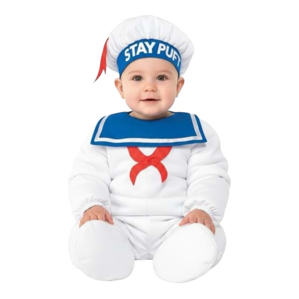 Ghostbusters Halloween Costume Infant 3-6 Months Stay Puft Jumpsuite and Hat NEW
